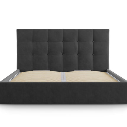 Storage bed with headboard, Phaedra, 212x150x104 - Dark gray