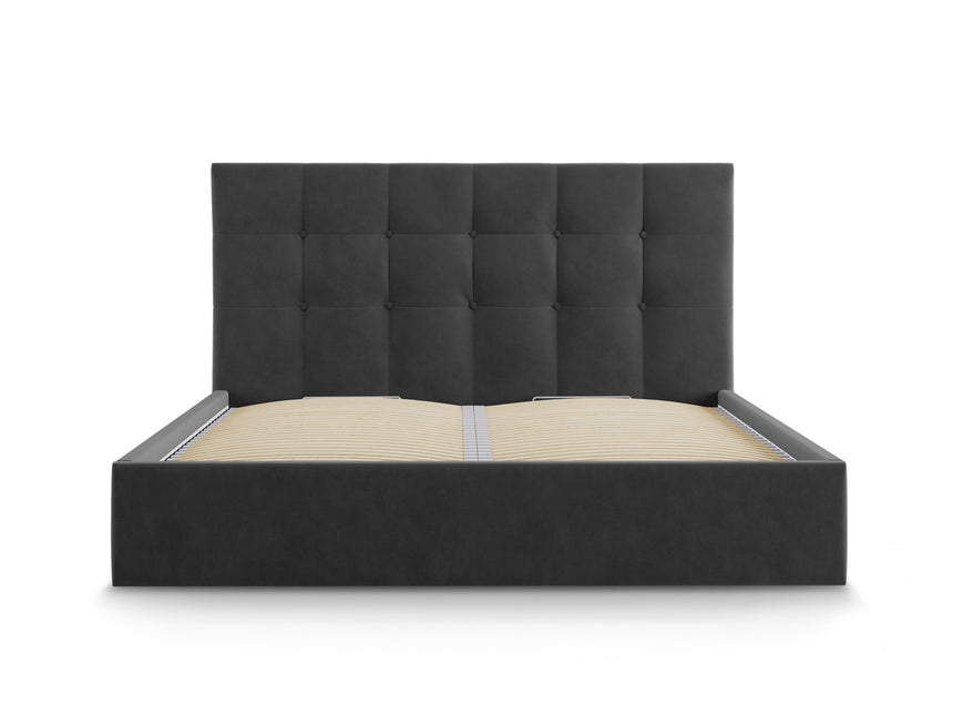 Storage bed with headboard, Phaedra, 212x150x104 - Dark gray