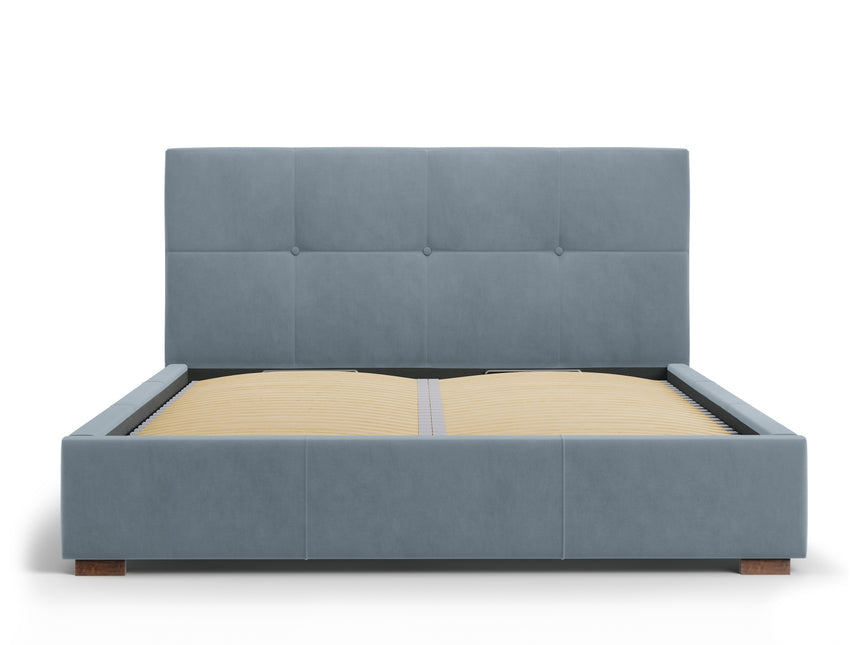 Storage bed with headboard, Sage, 223x158x106 - Blue