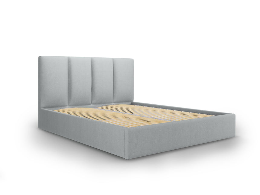 Storage bed with headboard, Pyla, 212x170x104 - Light gray