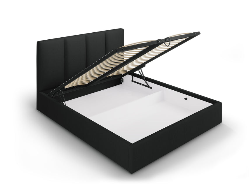 Storage bed with headboard, Pyla, 212x170x104 - Black
