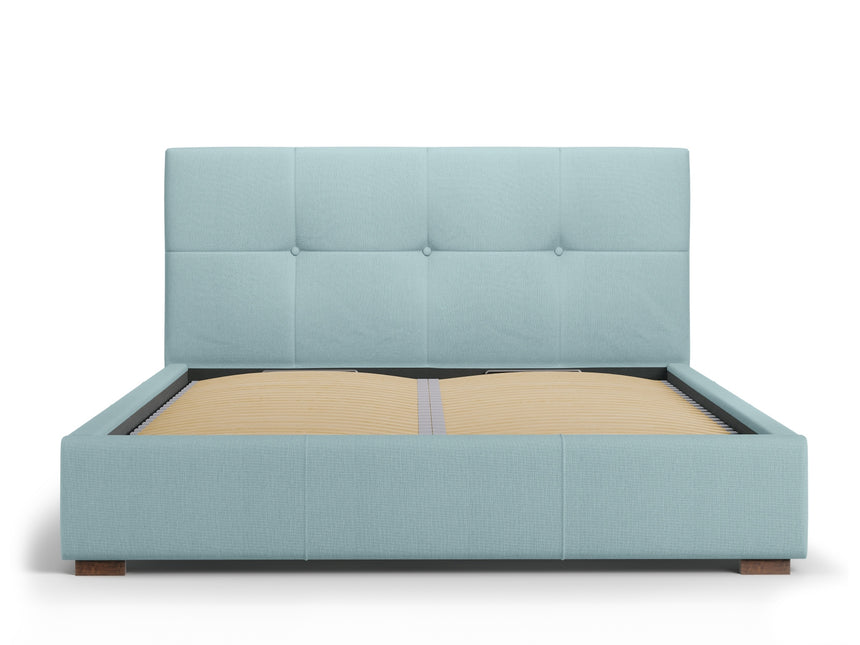 Storage bed with headboard, Sage, 223x178x106 - Light blue