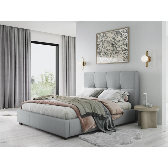 Storage bed with headboard, Sage, 223x178x106 - Light gray