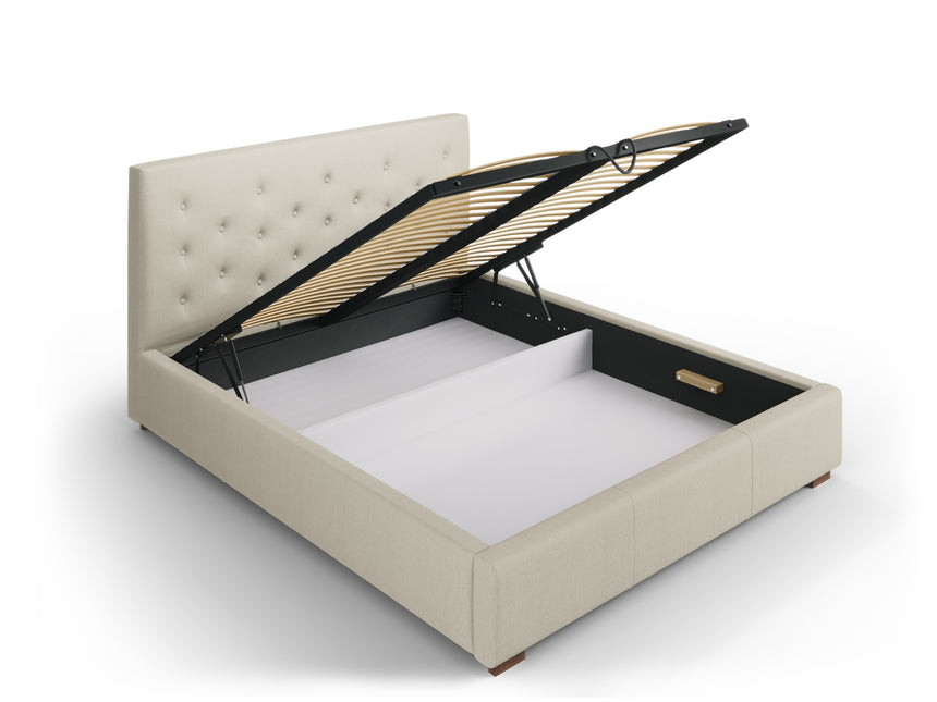 Storage bed with headboard, Seri, 223x178x106 - Beige
