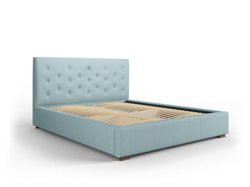 Storage bed with headboard, Seri, 223x178x106 - Light blue