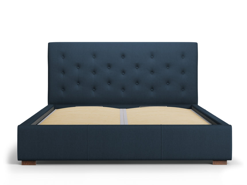 Storage bed with headboard, Seri, 223x178x106 - Dark blue