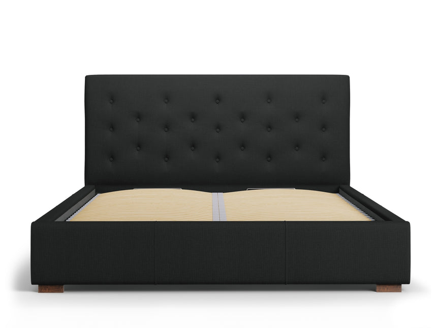 Storage bed with headboard, Seri, 223x178x106 - Black