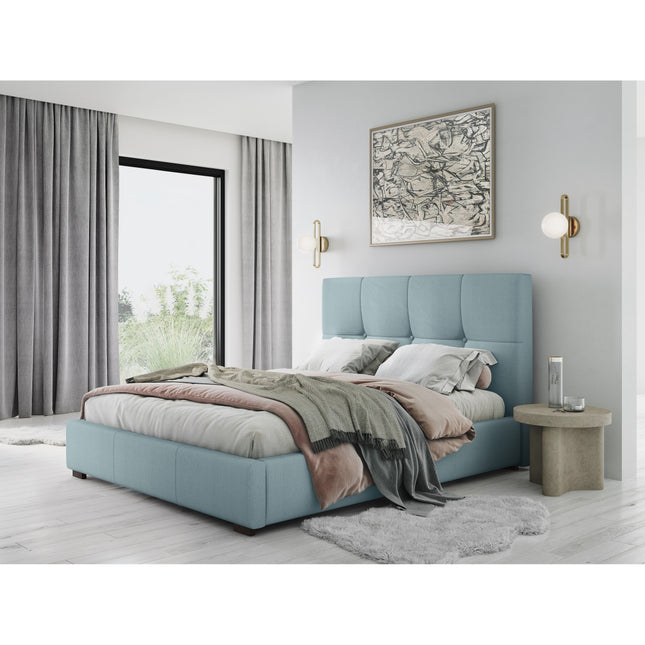 Storage bed with headboard, Sage, 223x198x106 - Light blue
