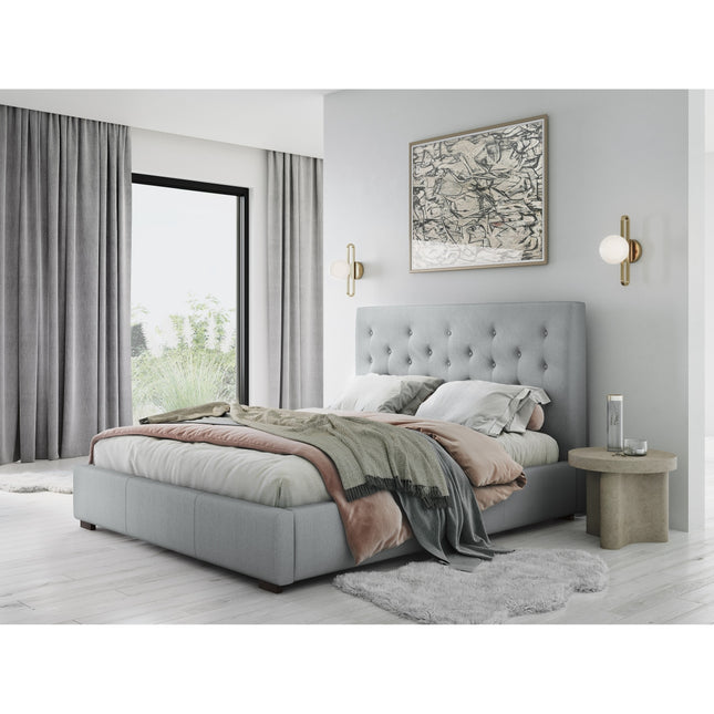 Storage bed with headboard, Seri, 223x198x106 - Light gray