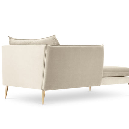 Velvet chaise longue left, Agate, 1-seater - Light beige