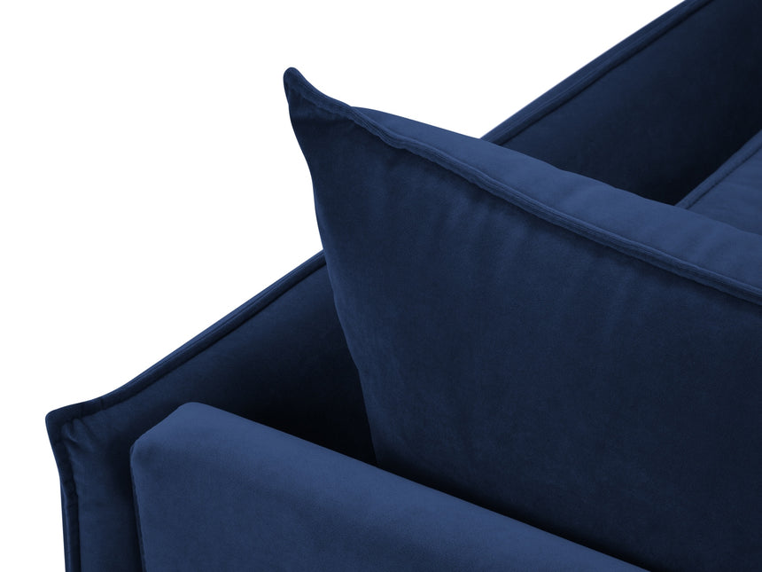 Velvet chaise longue left, Agate, 1-seater - Royal blue
