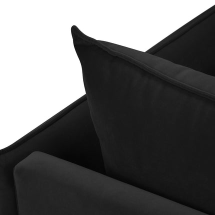 Velvet chaise longue left, Agate, 1-seater - Black
