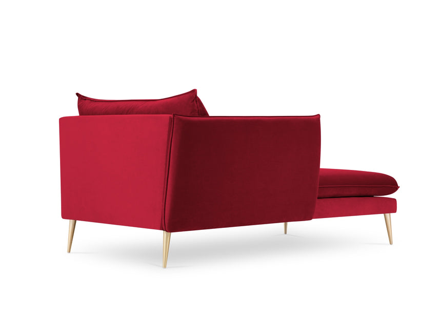 Velvet chaise longue left, Agate, 1-seater - Red