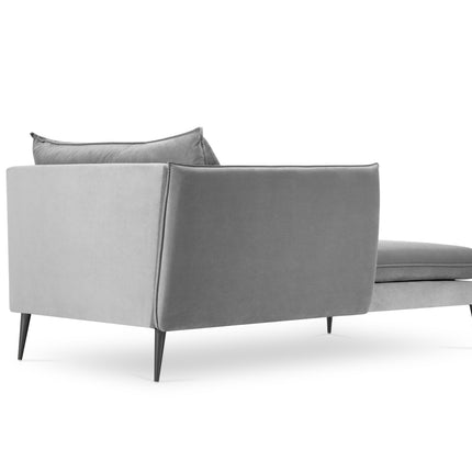 Velvet chaise longue left, Agate, 1-seater - Light gray