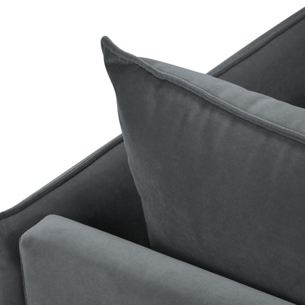 Velvet chaise longue left, Agate, 1-seater - Dark gray