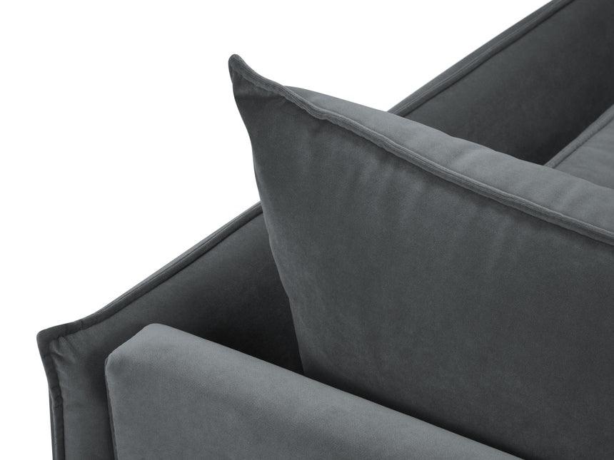 Velvet chaise longue left, Agate, 1-seater - Dark gray