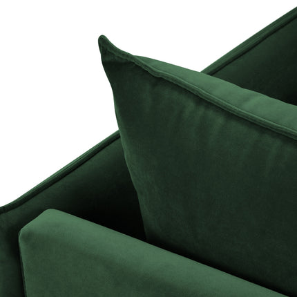 Velvet chaise longue left, Agate, 1-seater - Bottle green