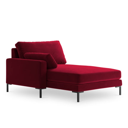 Velvet chaise longue left, Jade, 1-seater - Red