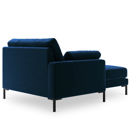 Velvet chaise longue left, Jade, 1-seater - Royal blue