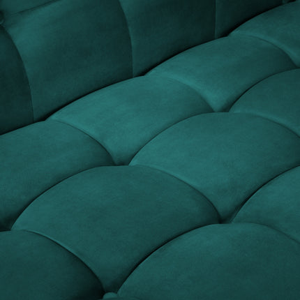 Velvet chaise longue left, Karoo, 1-seater - Turquoise