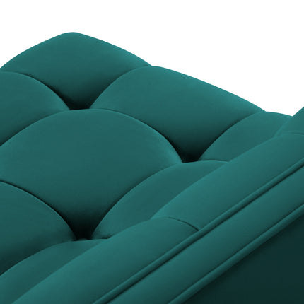 Velvet chaise longue left, Karoo, 1-seater - Turquoise