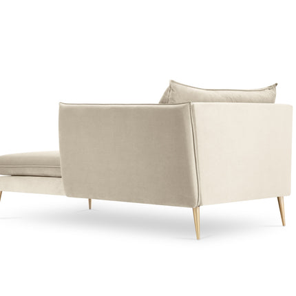 Velvet chaise longue right, Agate, 1-seater - Light beige