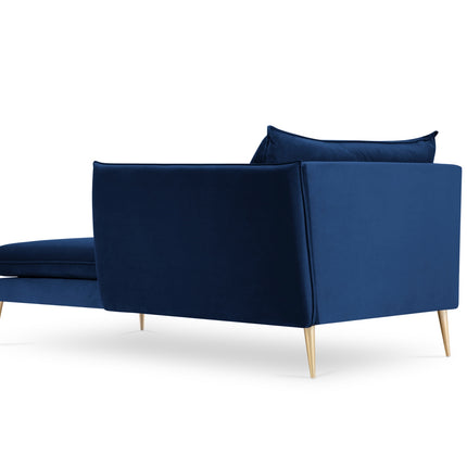 Velvet chaise longue right, Agate, 1-seater - Royal blue