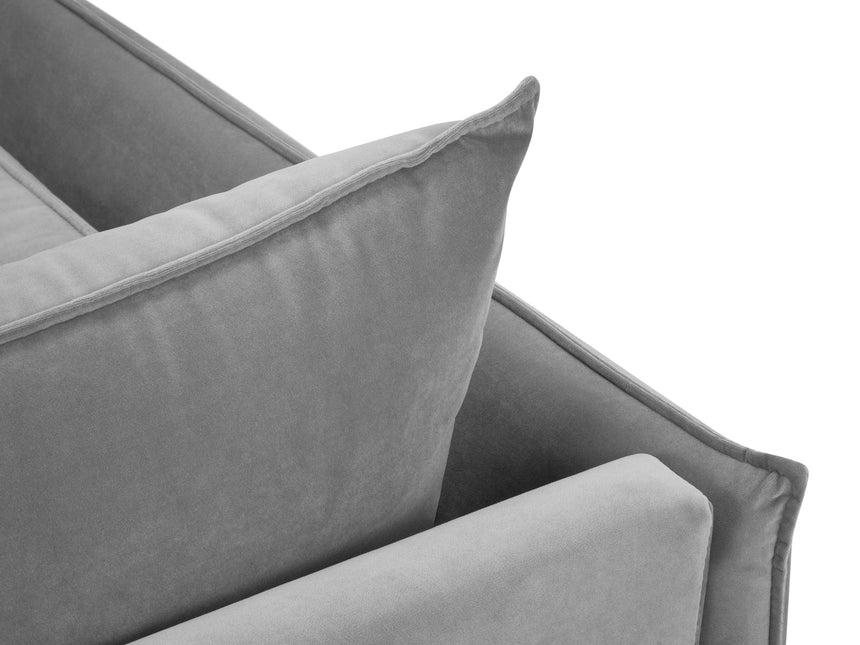 Velvet chaise longue right, Agate, 1-seater - Light gray