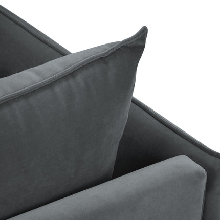 Velvet chaise longue right, Agate, 1-seater - Dark gray