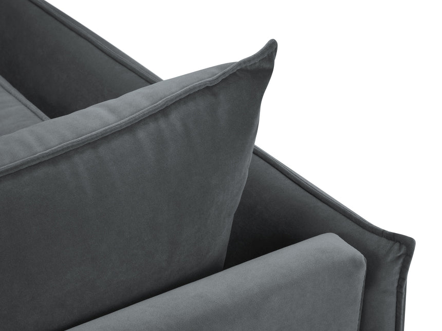 Velvet chaise longue right, Agate, 1-seater - Dark gray