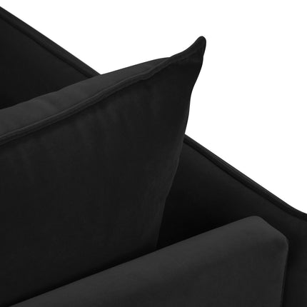 Velvet chaise longue right, Agate, 1-seater - Black