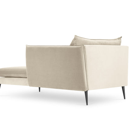 Velvet chaise longue right, Agate, 1-seater - Light beige