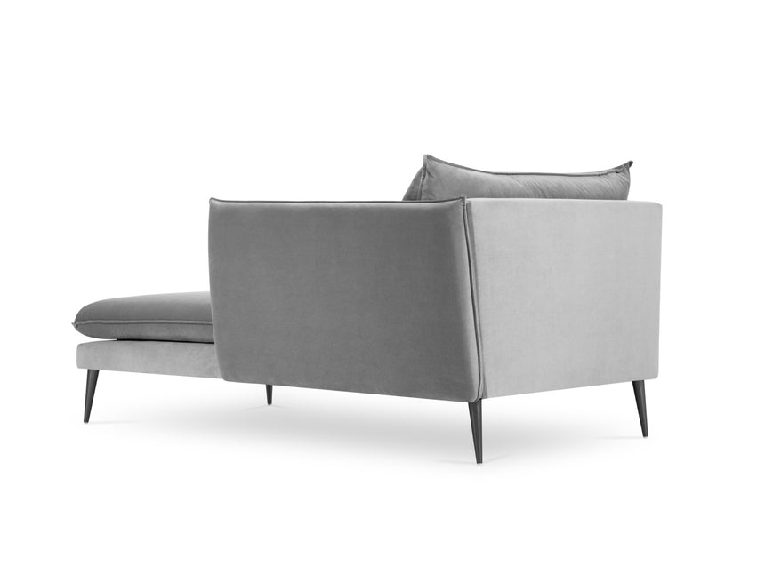 Velvet chaise longue right, Agate, 1-seater - Light gray