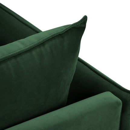 Velvet chaise longue right, Agate, 1-seater - Bottle green