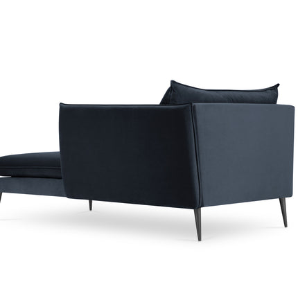Velvet chaise longue right, Agate, 1-seater - Dark blue