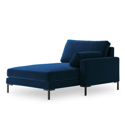 Velvet chaise longue right, Jade, 1-seater - Royal blue