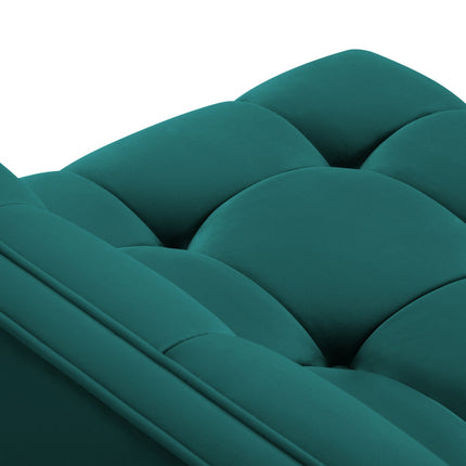 Velvet chaise longue right, Karoo, 1-seater - Turquoise