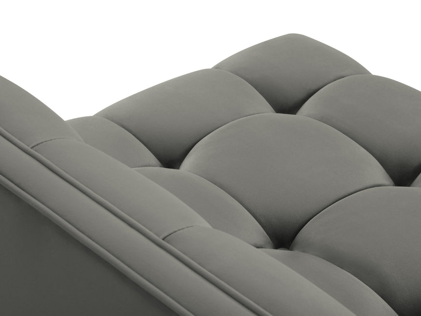 Velvet chaise longue right, Karoo, 1-seater - Light gray