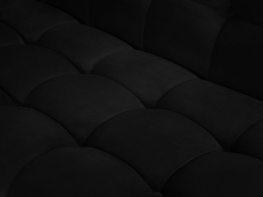 Velvet chaise longue right, Karoo, 1-seater - Black