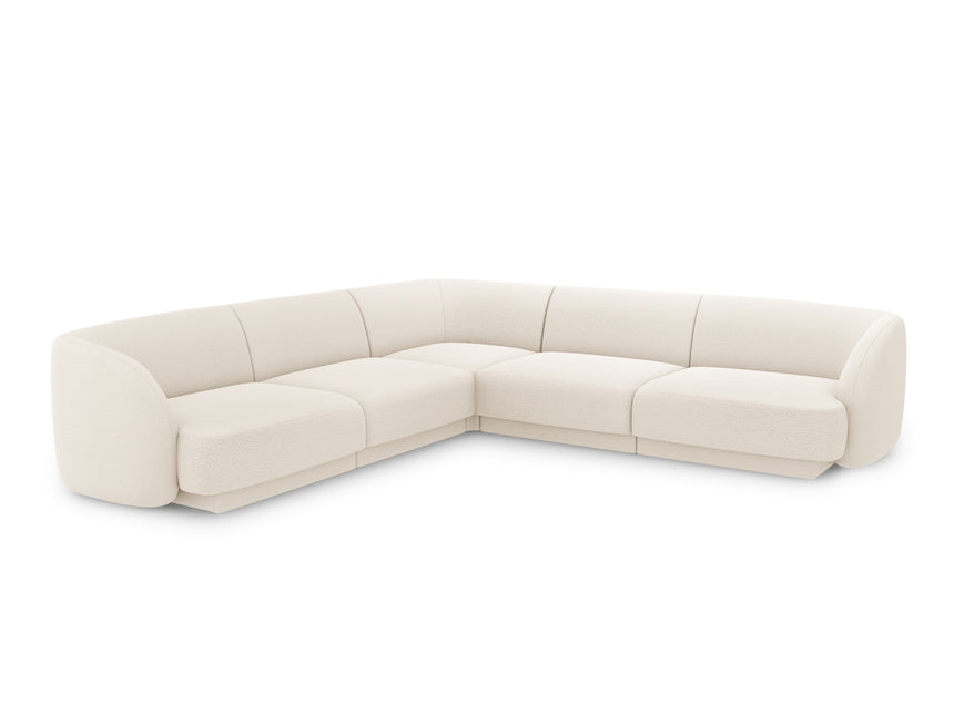 Reversible boucle - corner sofa, Miley, 5-seater - Beige