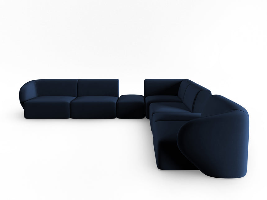 Velvet symmetrical modular corner sofa, Shane, 7 seats - Royal Blue
