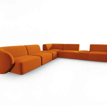 Velvet symmetrical modular corner sofa, Shane, 7 seats - Terracotta