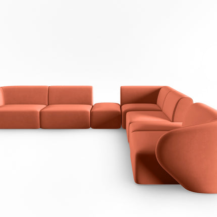 Velvet symmetrical modular corner sofa, Shane, 7 seats - Coral