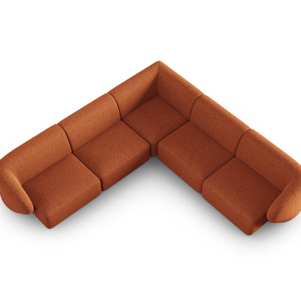 Symmetrical modular corner sofa, Shane, 6 seats - Terracotta