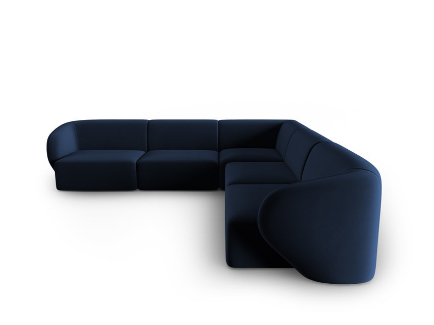 Velvet symmetrical modular corner sofa, Shane, 6 seats - Royal blue