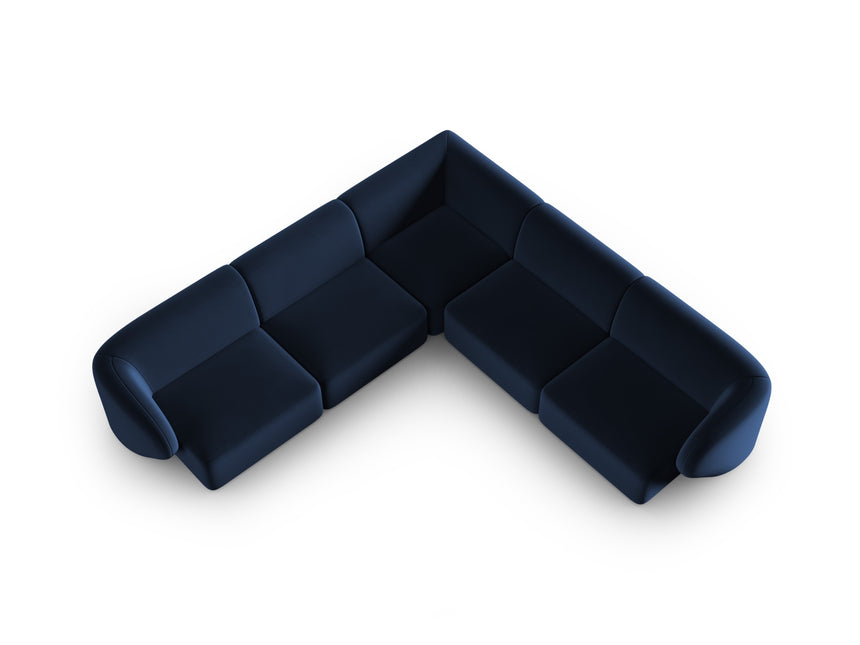 Fluwelen symmetrische modulaire hoekbank,  Shane,  6 zitplaatsen - Koningsblauw