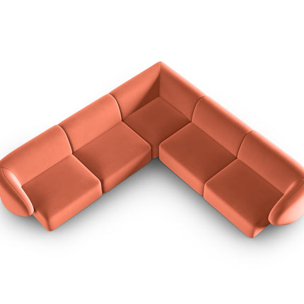 Fluwelen symmetrische modulaire hoekbank,  Shane,  6 zitplaatsen - Coral