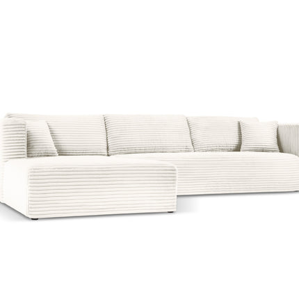 Left corner sofa with bed function, Diego, 6 seats - Light beige