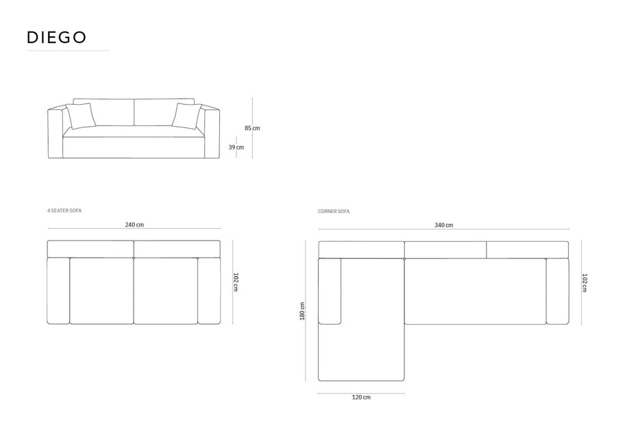 Left corner sofa with bed function, Diego, 6 seats - Light gray