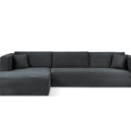 Left corner sofa with bed function, Diego, 6 seats - Dark gray